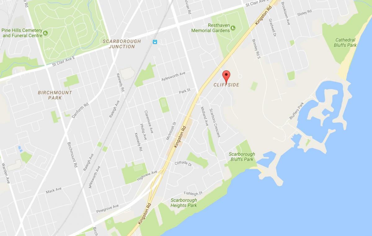 Mapa de Cliffside barrio de Toronto