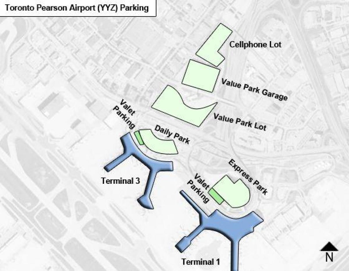 Mapa de aeropuerto de Toronto Pearson aparcamiento