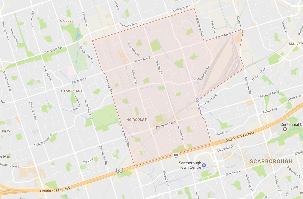 Mapa de Agincourt barrio de Toronto