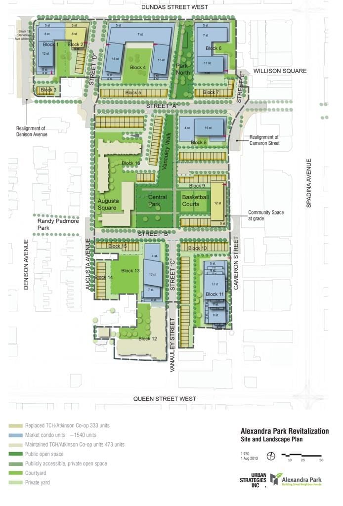 Mapa de Alexandra park revitalización de Toronto