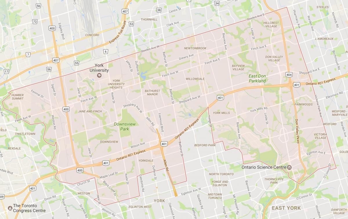 Mapa de la parte alta de Toronto, barrio de Toronto