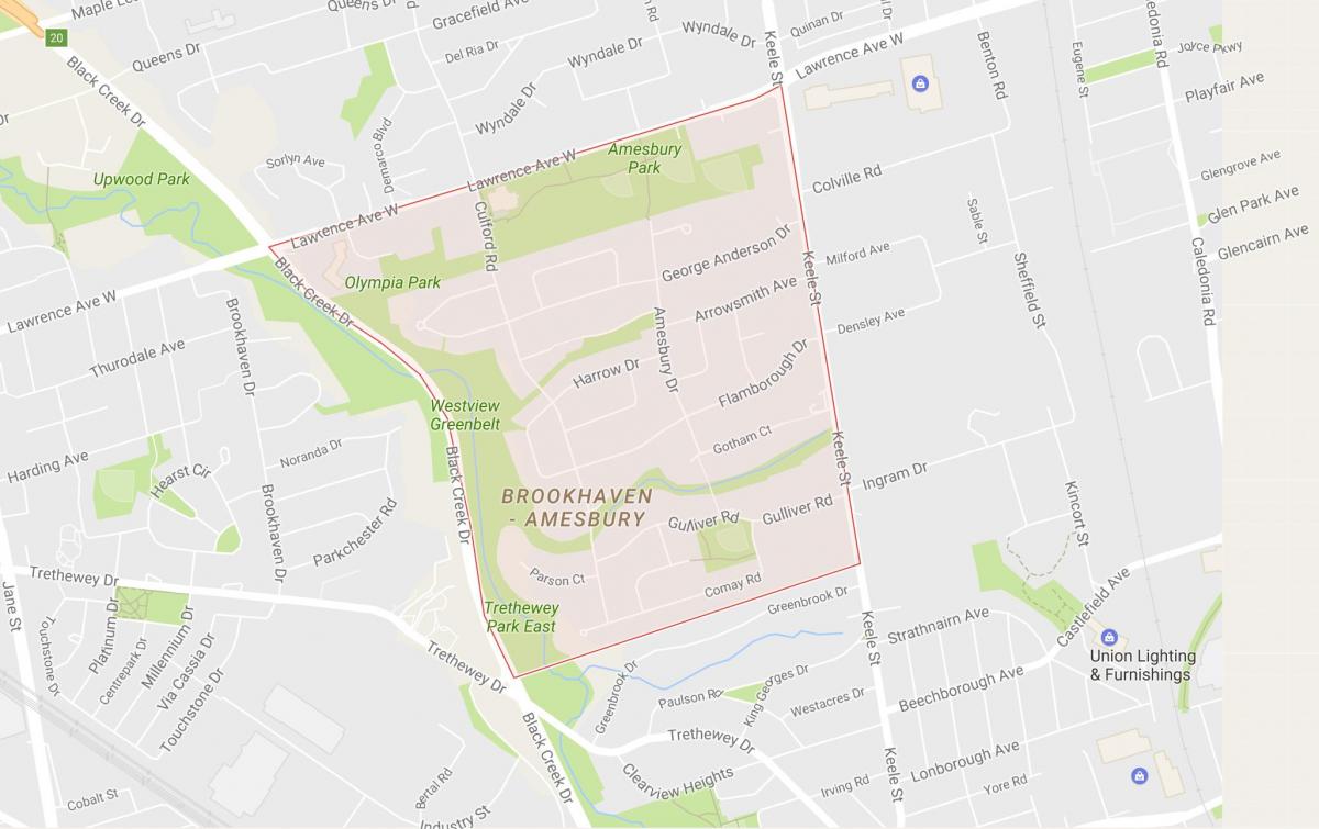 Mapa de Amesbury barrio de Toronto
