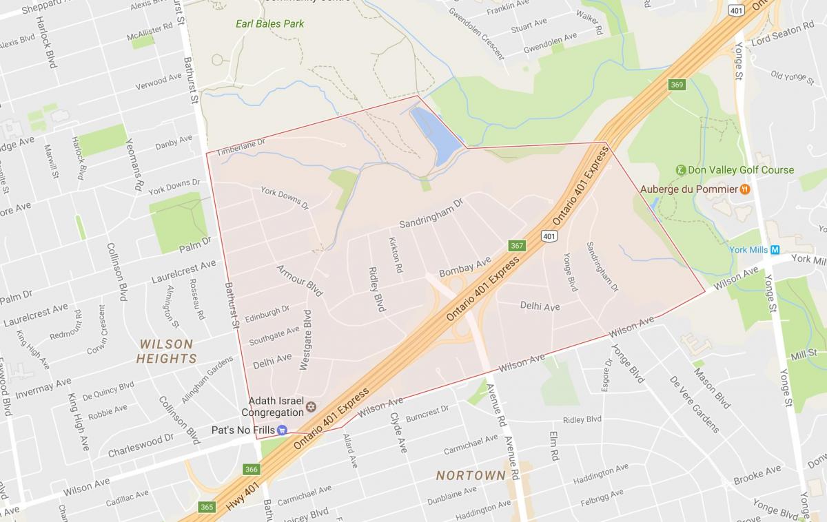 Mapa de la Armadura Alturas barrio de Toronto