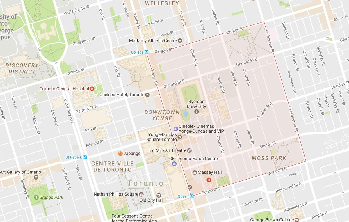 Mapa de Distrito de los jardines de la Ciudad de Toronto