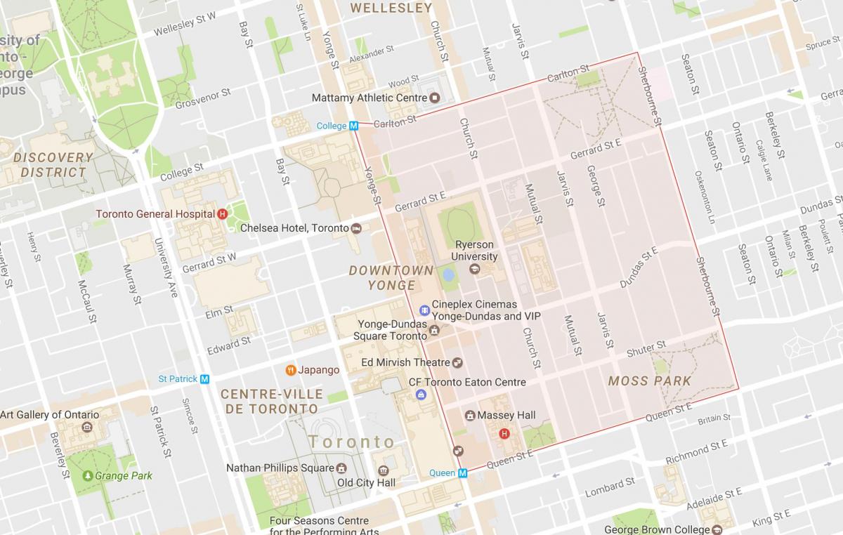 Mapa de Distrito de los jardines de la Ciudad de Toronto