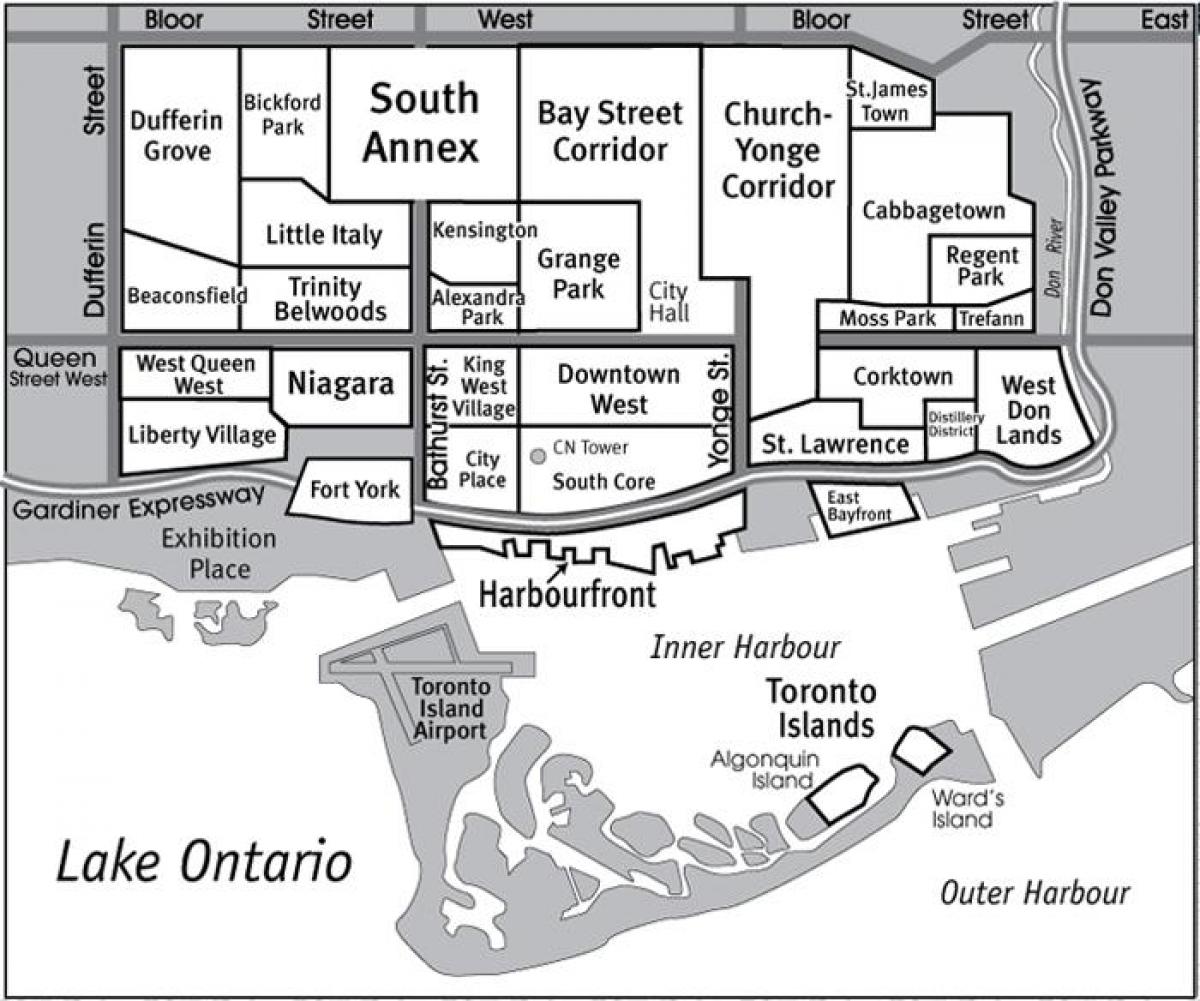 Mapa de Barrio Sur Núcleo de Toronto