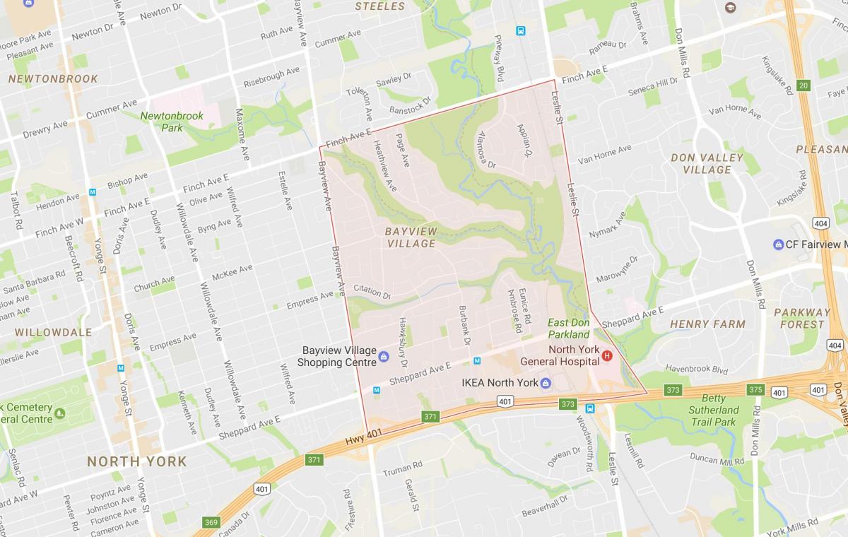 Mapa de Bayview Village barrio de Toronto