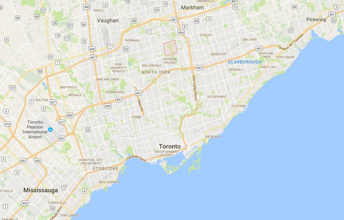 Mapa de Bayview Woods – Steeles distrito de Toronto