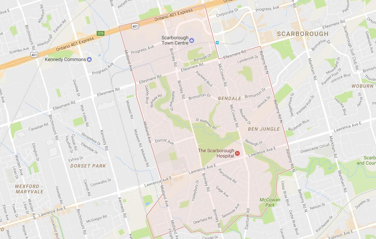 Mapa de Bendale barrio de Toronto