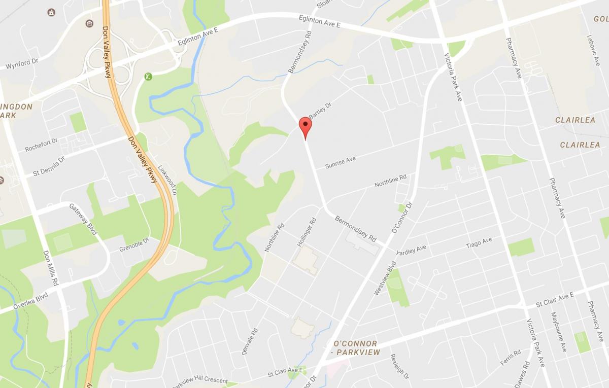 Mapa de barrio de Bermondsey Toronto