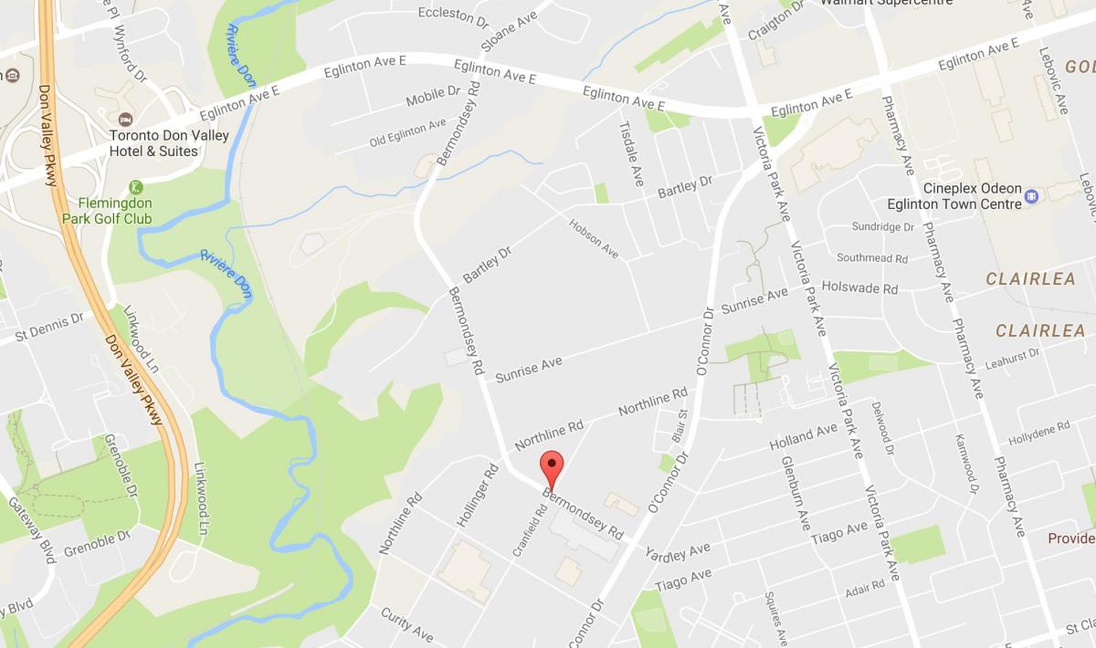 Mapa de Bermondsey road Toronto