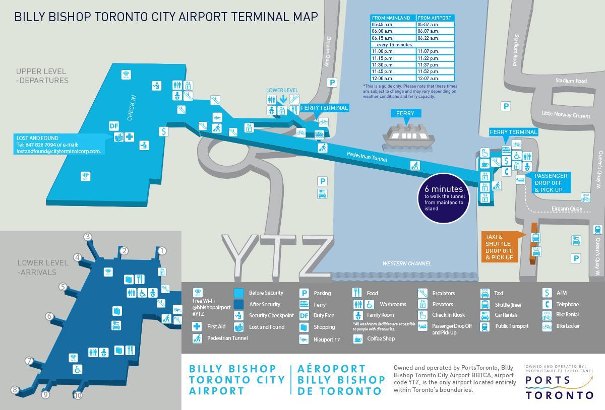 Mapa de Billy Bishop Toronto city aeropuerto