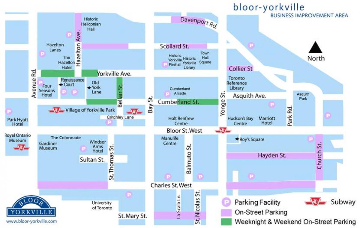 Mapa de Bloor Yorkville aparcamiento