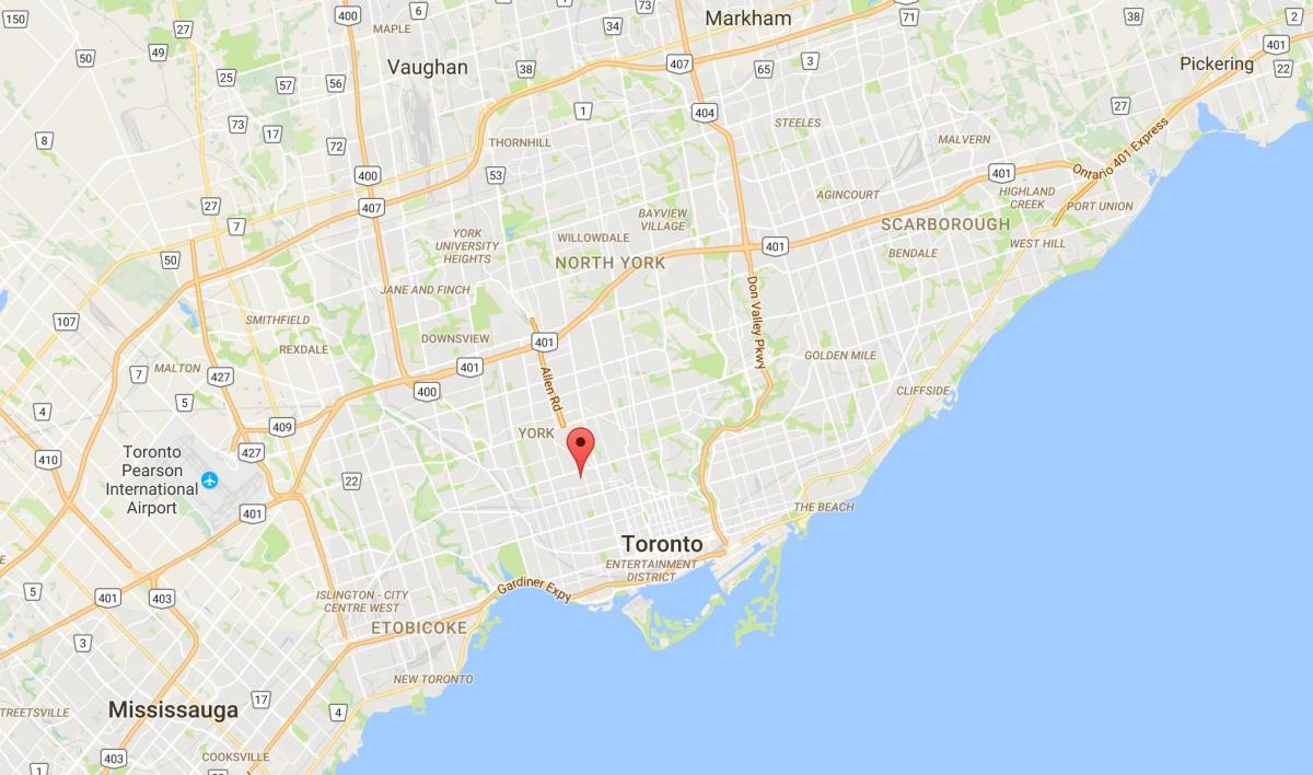 Mapa de Bracondale Colina del distrito de Toronto