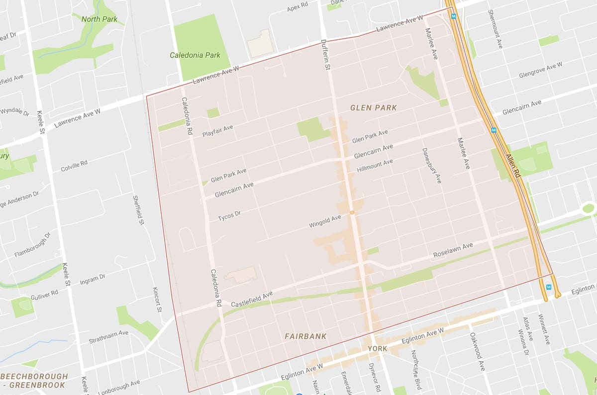 Mapa de Briar Hill–Belgravia barrio de Toronto