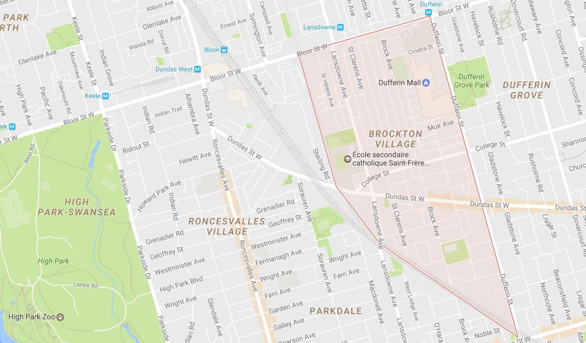 Mapa de Brockton Pueblo barrio de Toronto