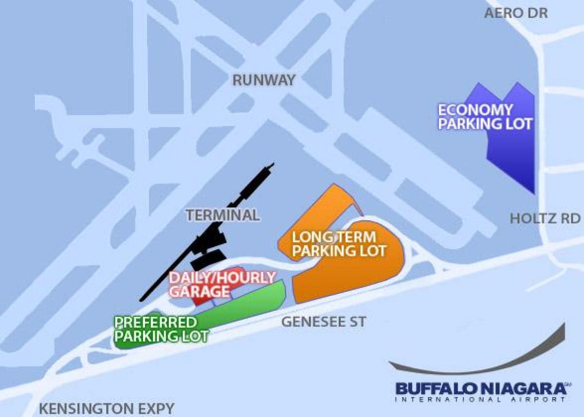 Mapa de Buffalo Niagara, aparcamiento en el aeropuerto