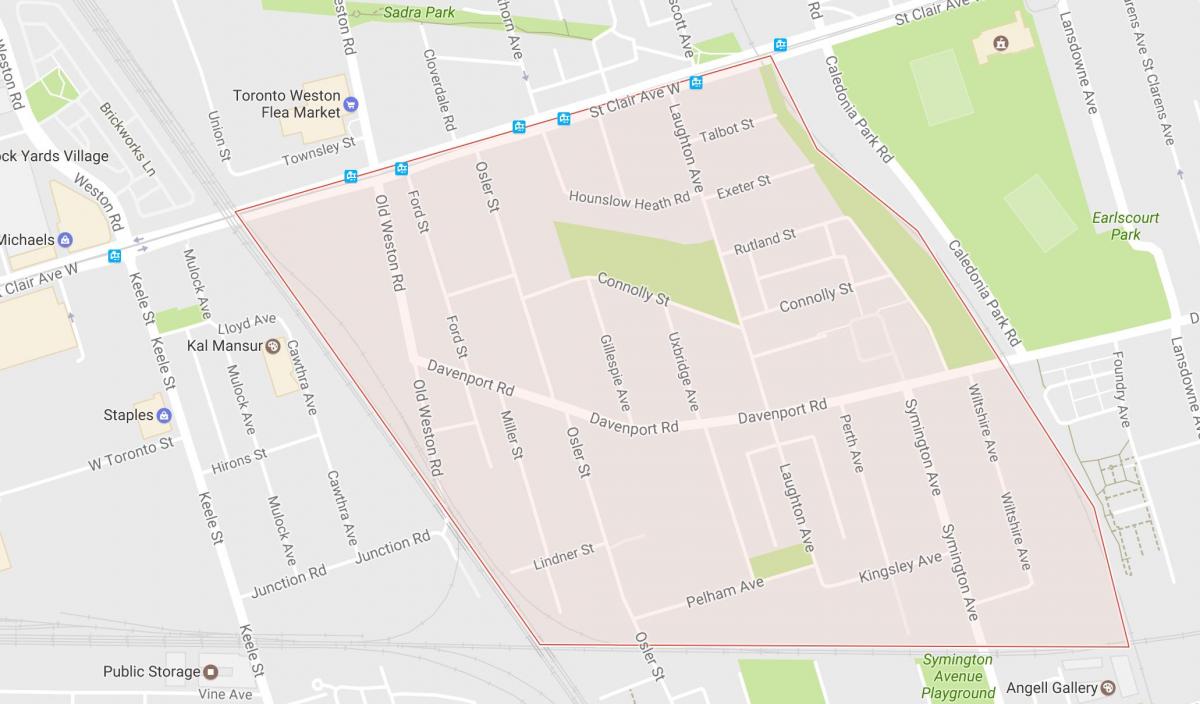 Mapa de Carleton Pueblo barrio de Toronto