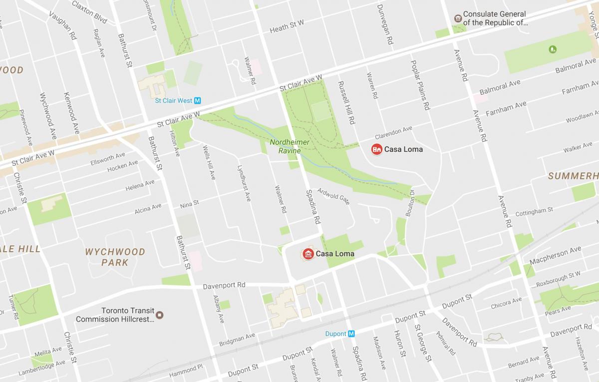 Mapa de Casa Loma barrio de Toronto