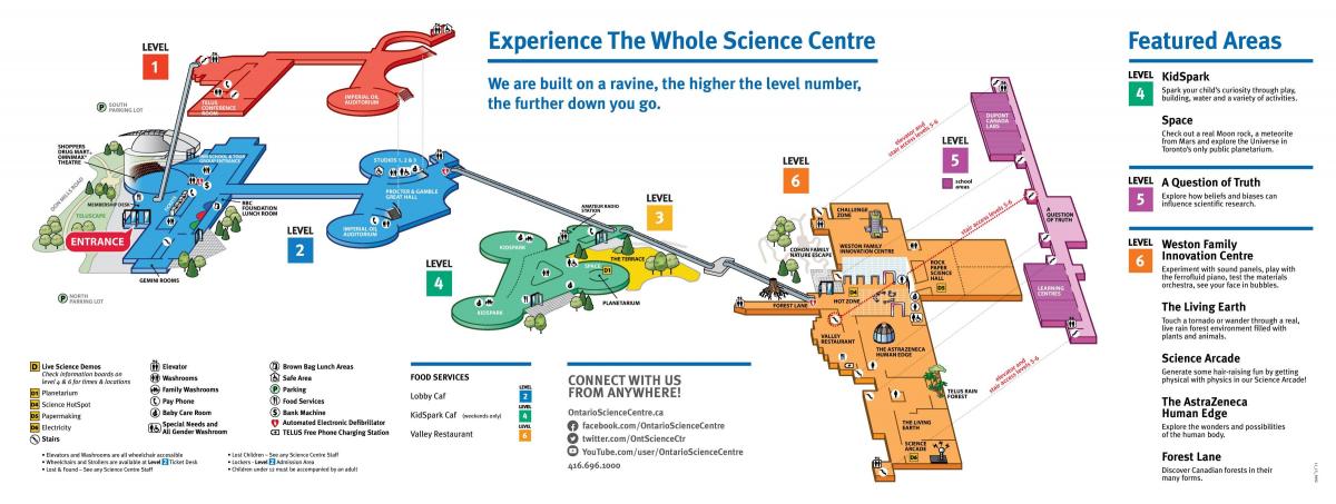 Mapa de centro de ciencias de Ontario