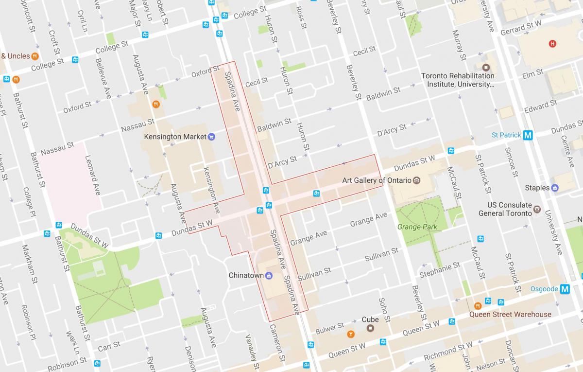 Mapa de barrio de Chinatown de Toronto