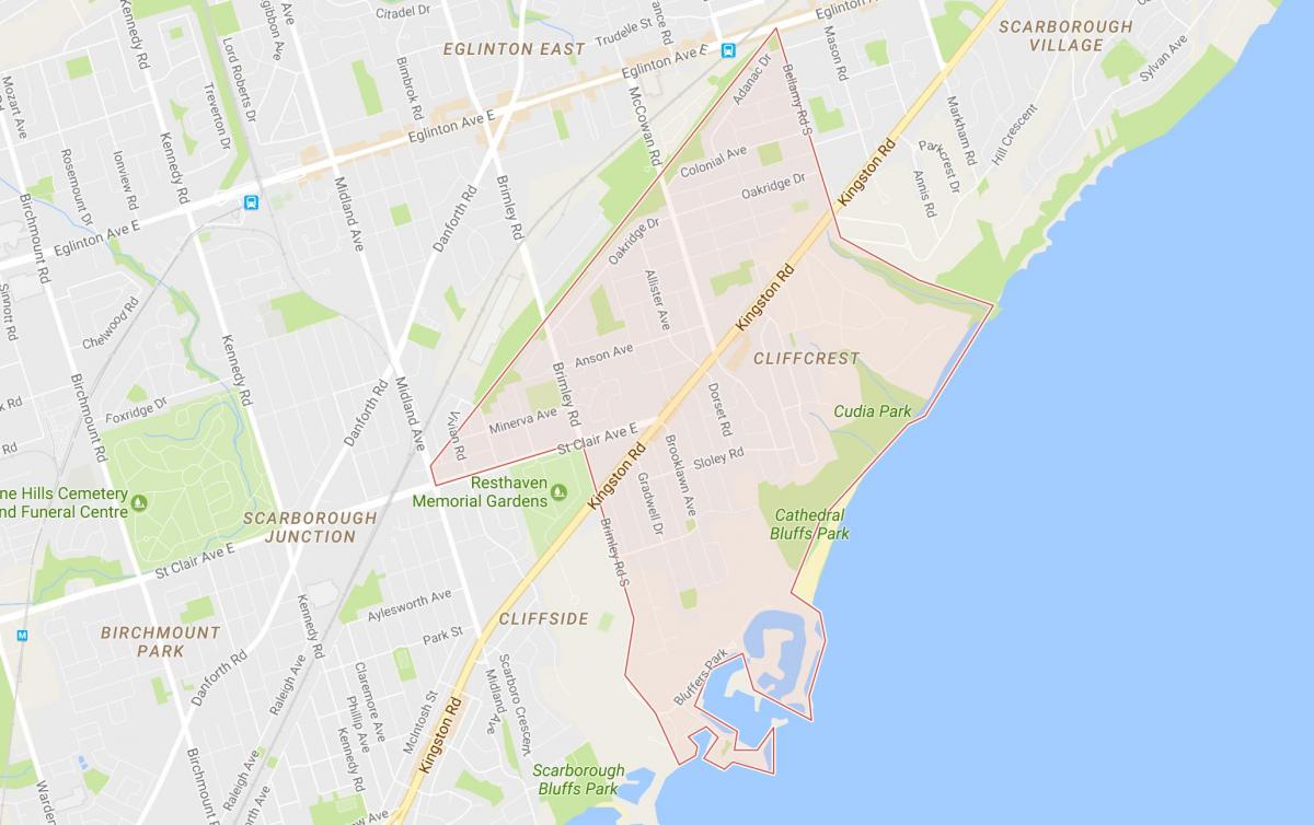 Mapa de Cliffcrest barrio de Toronto