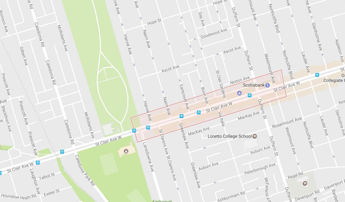 Mapa de Corso Italia barrio de Toronto