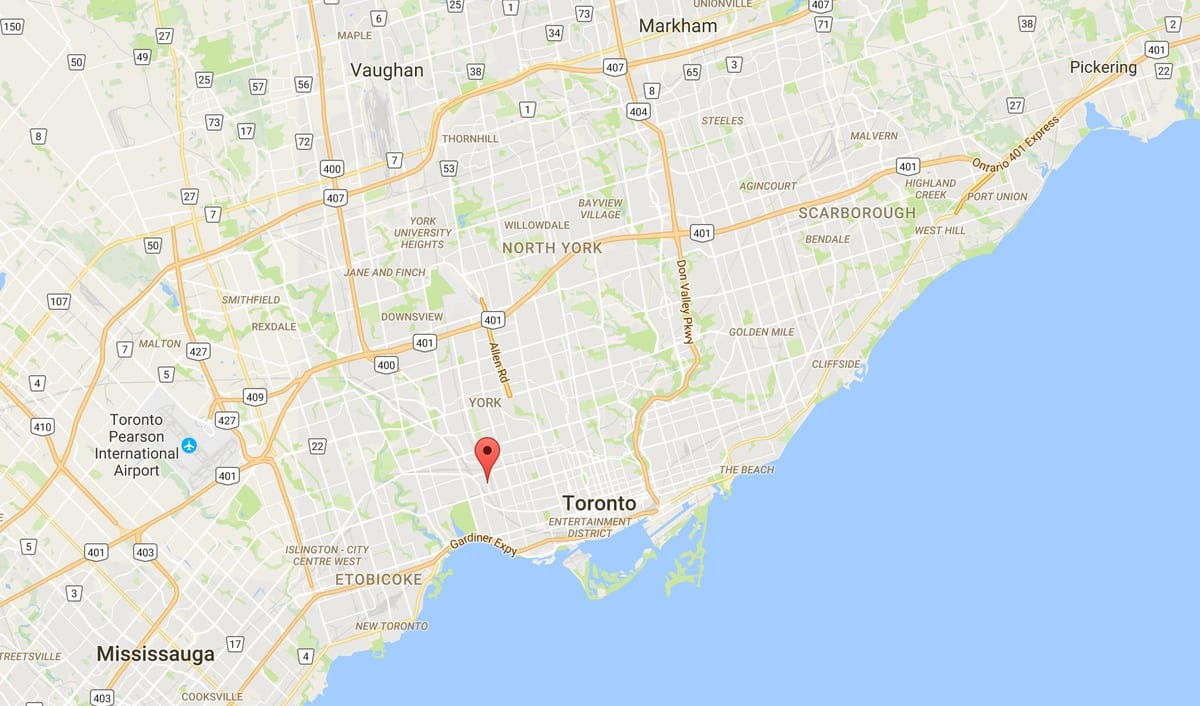 Mapa de la Unión el distrito del Triángulo de Toronto