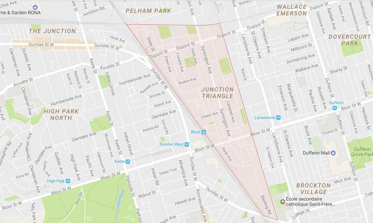 Mapa de la Unión Triángulo barrio de Toronto