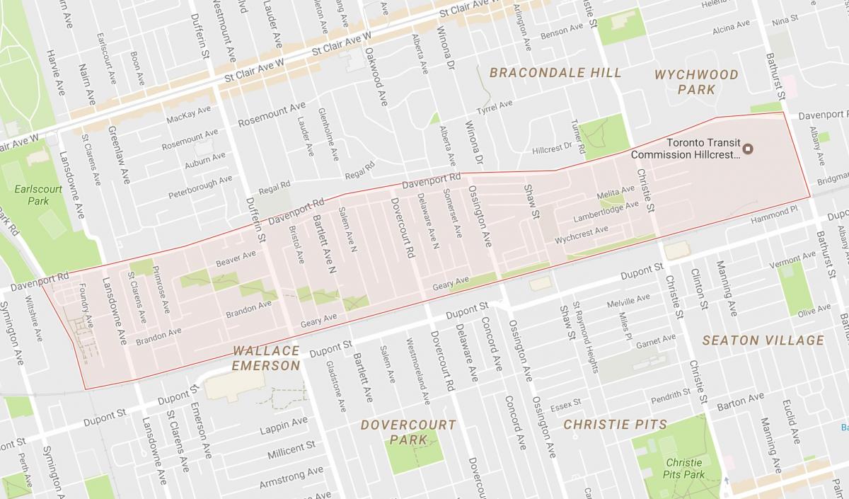 Mapa de Davenport barrio de Toronto