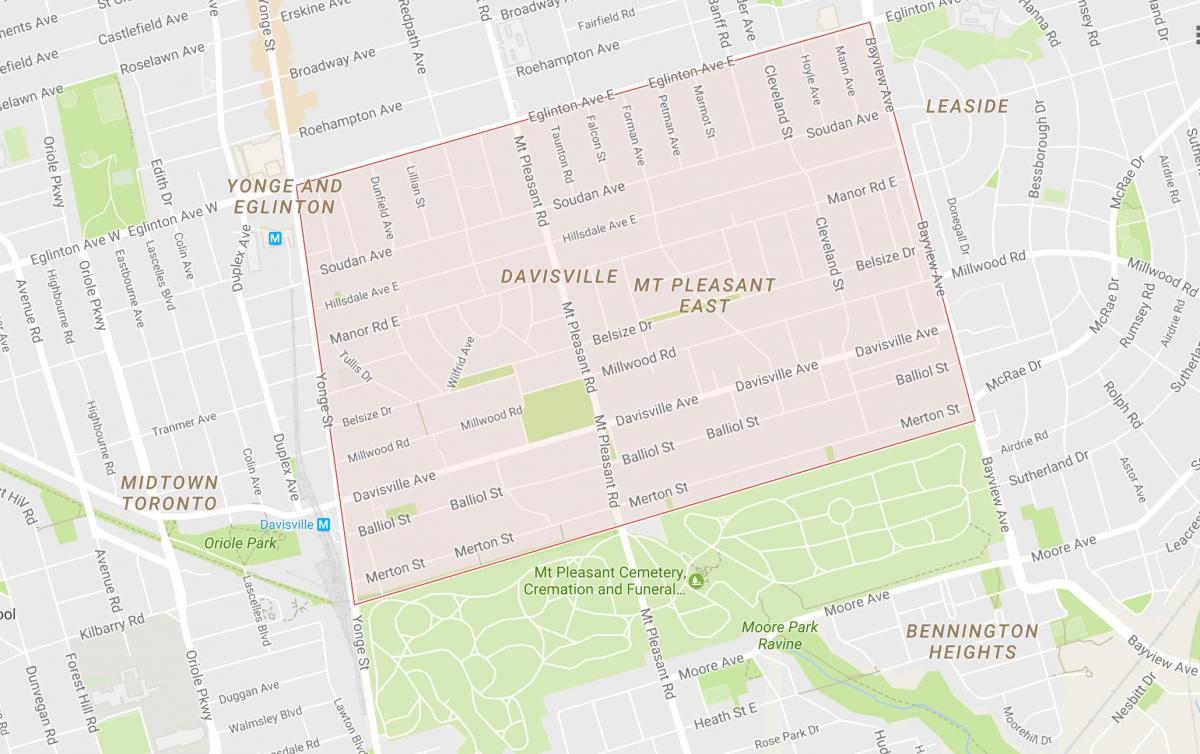 Mapa de Davisville Pueblo barrio de Toronto