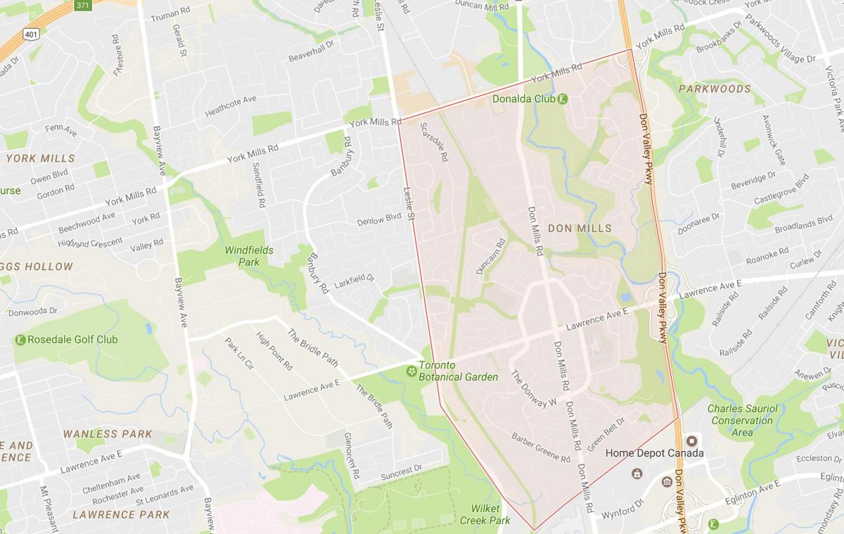 Mapa de Don Mills barrio de Toronto