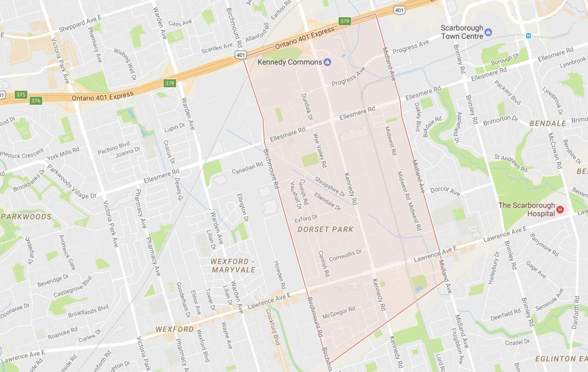 Mapa de Dorset Parque de barrio de Toronto