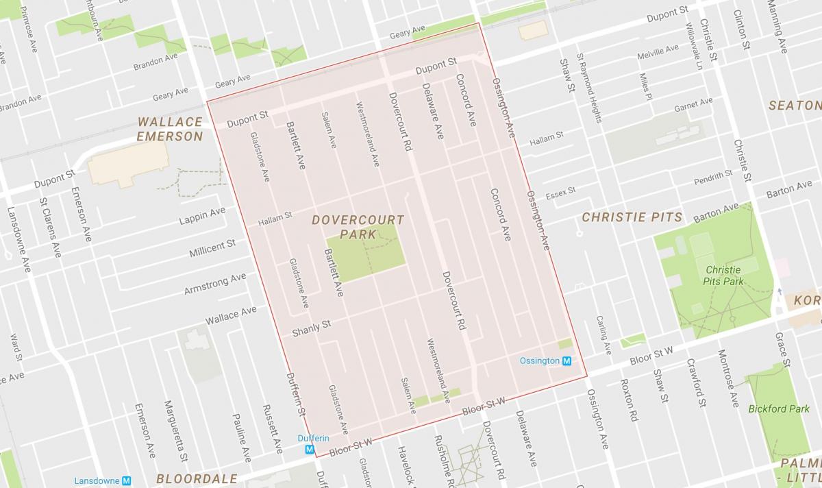 Mapa de Dovercourt Parque de barrio de Toronto