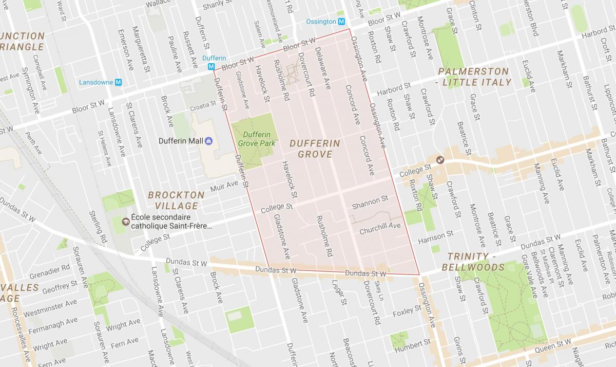 Mapa de Dufferin Grove barrio de Toronto