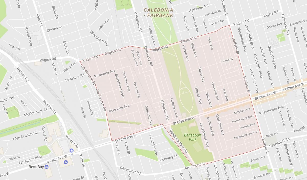 Mapa de Earlscourt barrio de Toronto