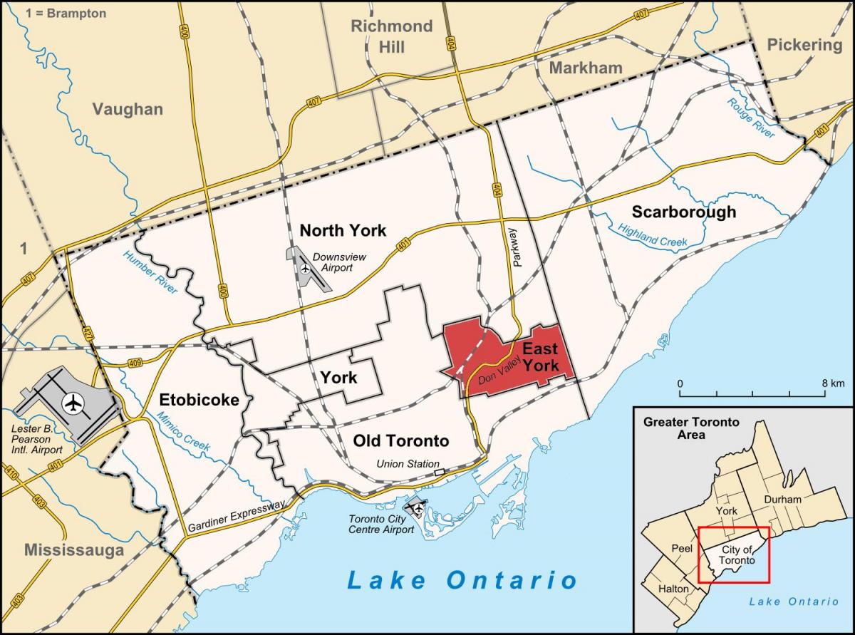 Mapa de East York de Toronto