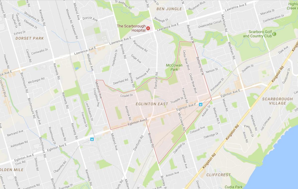 Mapa de Eglinton Este barrio de Toronto