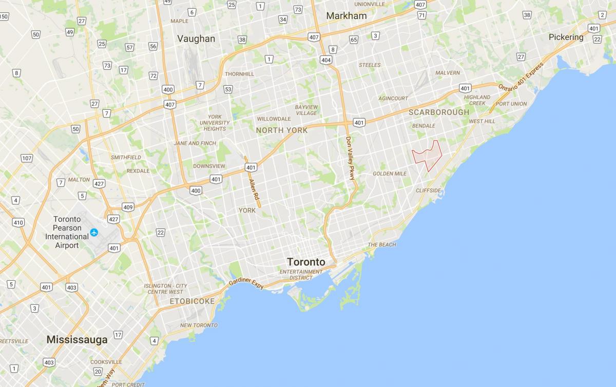 Mapa de Eglinton Oriente del distrito de Toronto