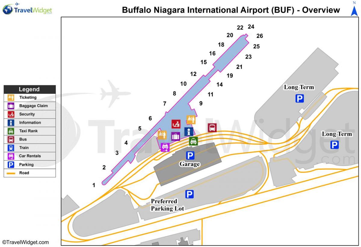 Mapa de aeropuerto de Buffalo Niagara