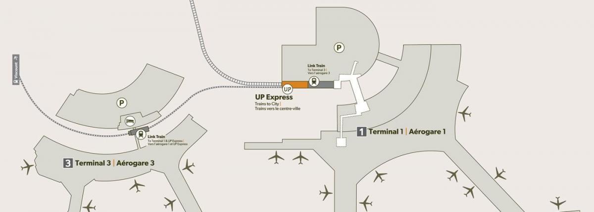 Mapa de aeropuerto Pearson de la estación de tren
