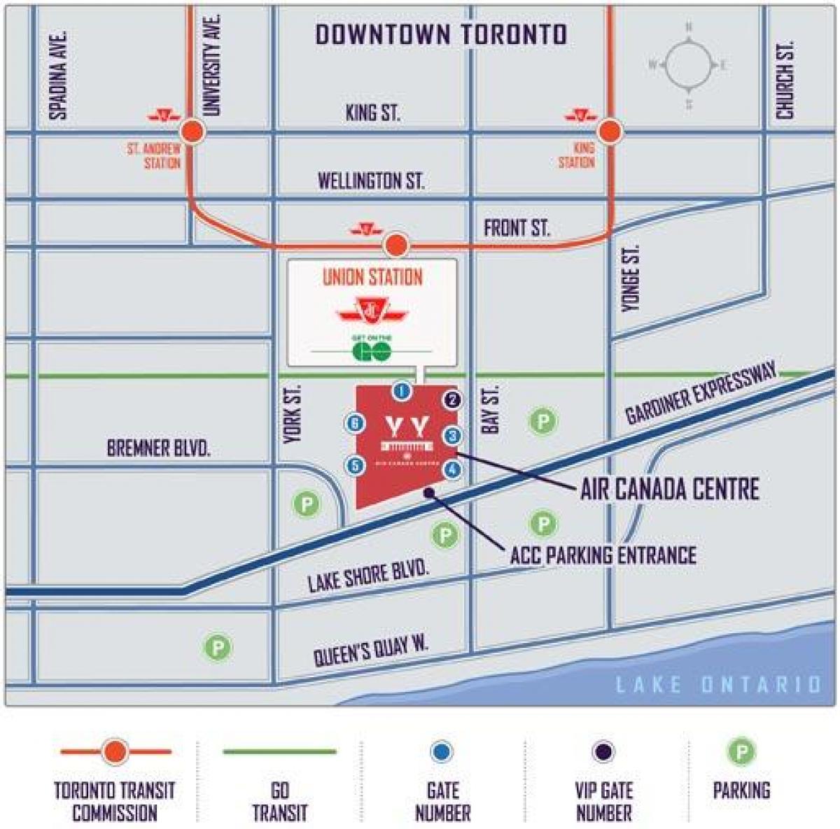 Mapa de Air Canada Centre de estacionamiento - ACC