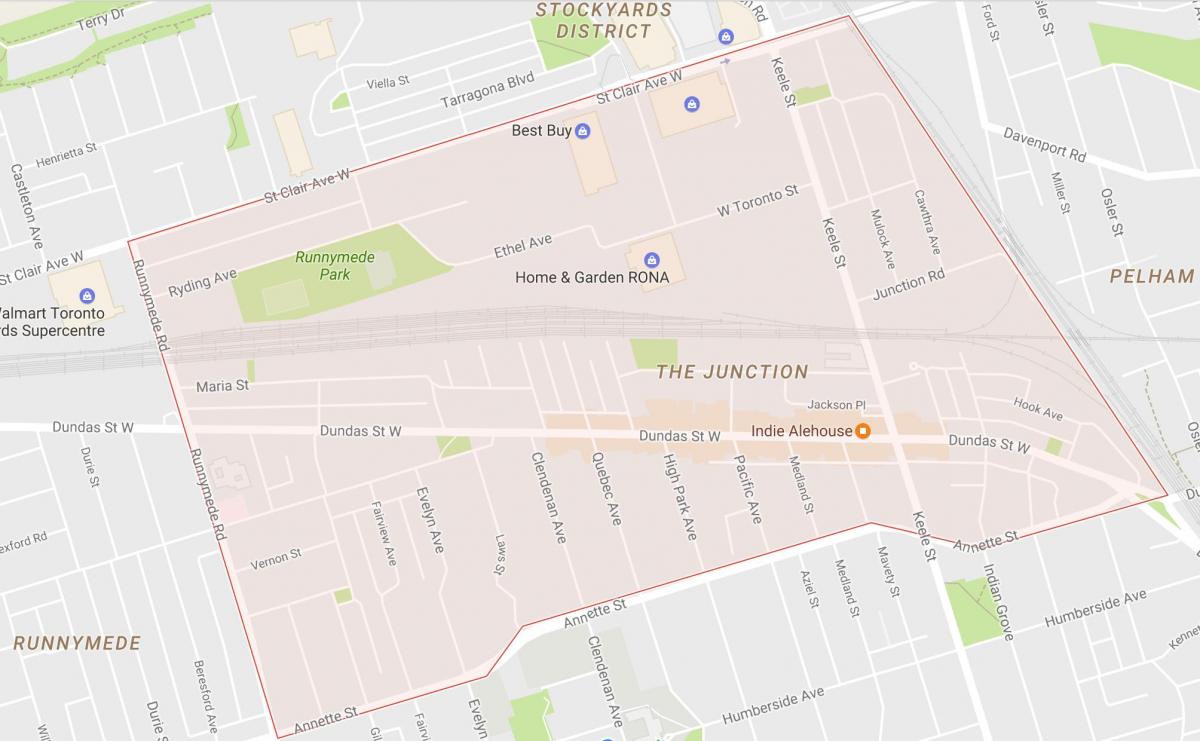 Mapa de La Unión barrio de Toronto