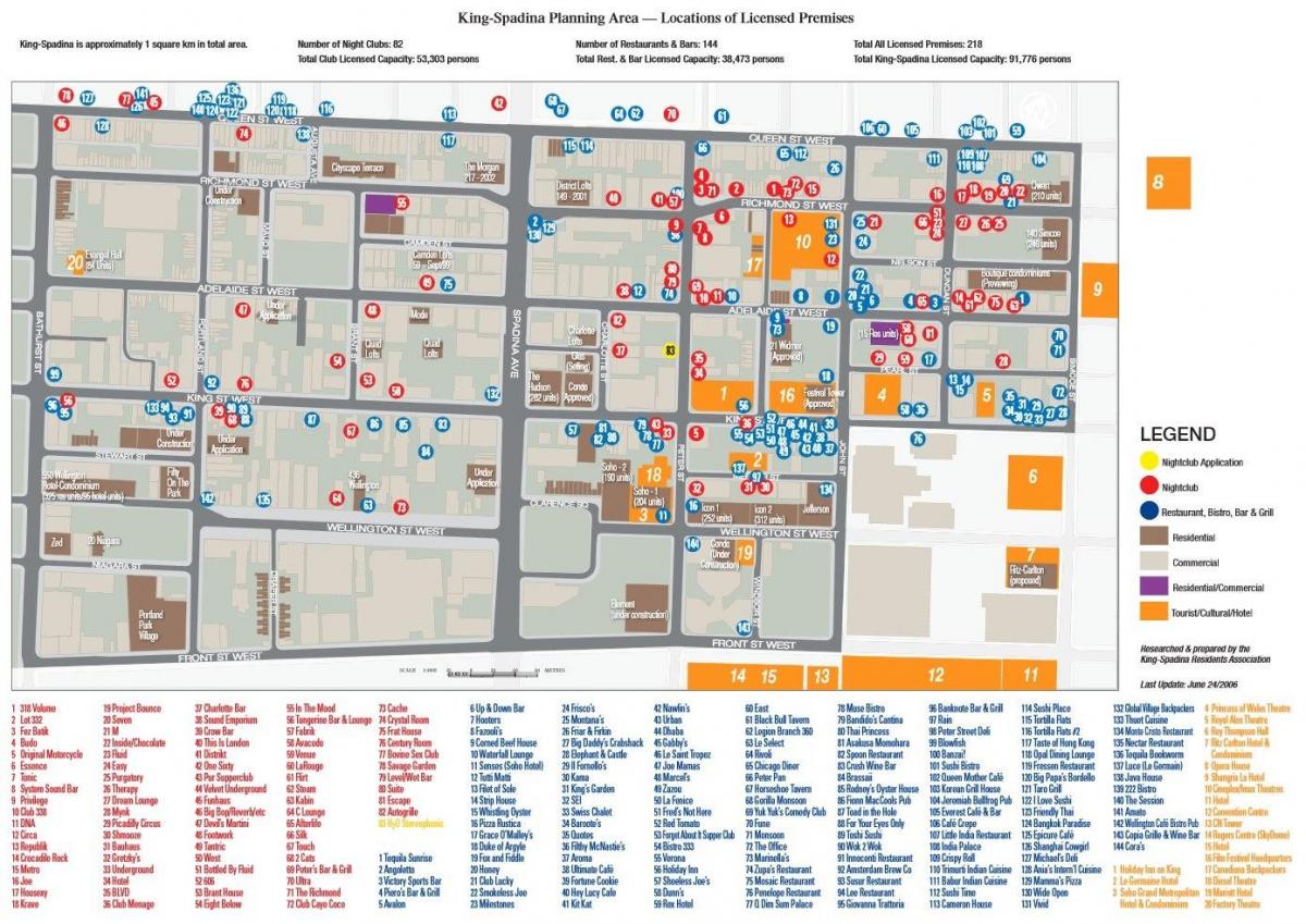 Mapa de El Distrito de Entretenimiento de Toronto información