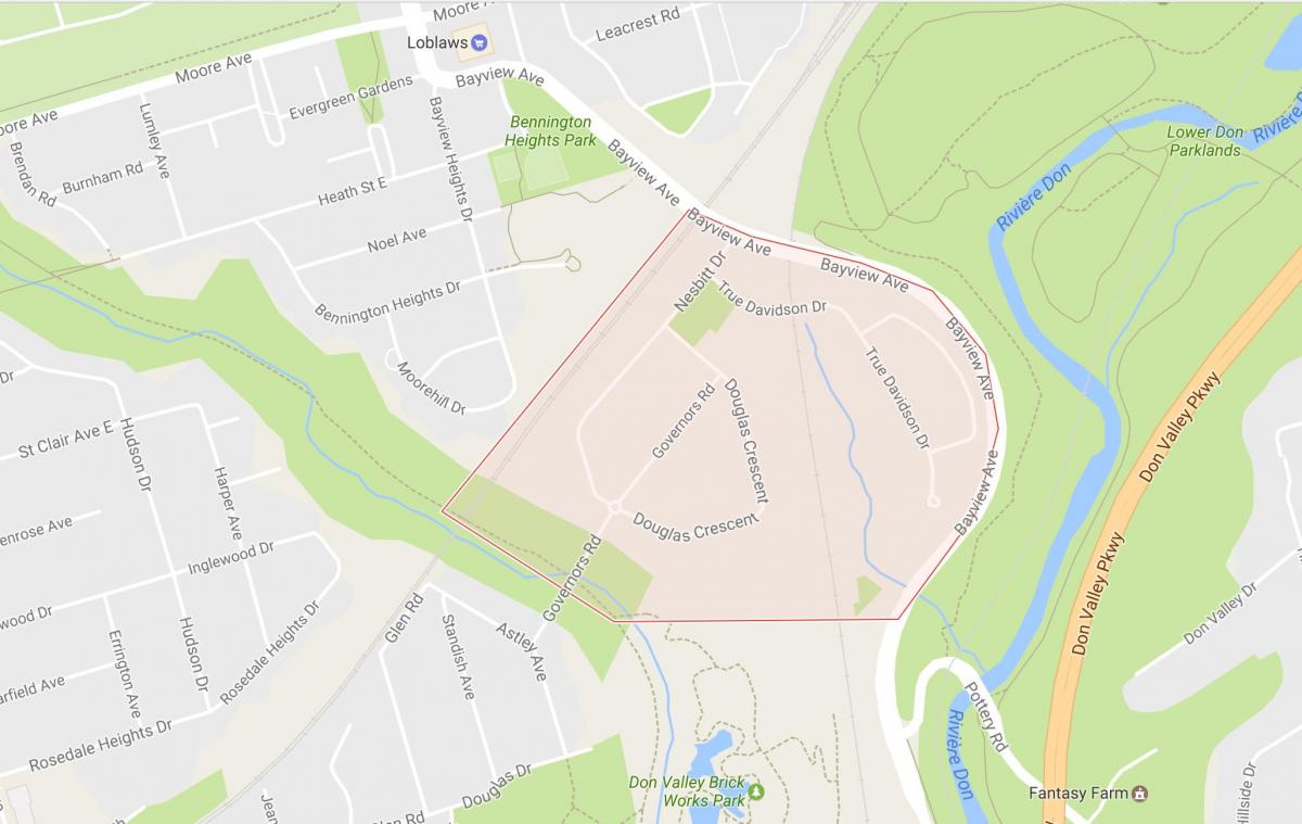 Mapa de Gobernador del Puente del barrio de Toronto