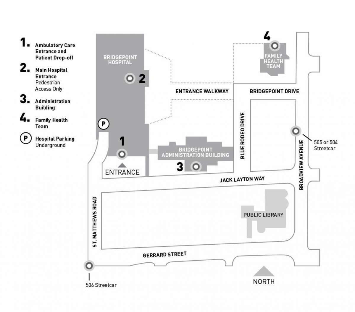 Mapa de Hospital Sinaí Sistema de Salud-Bridgepoint Toronto