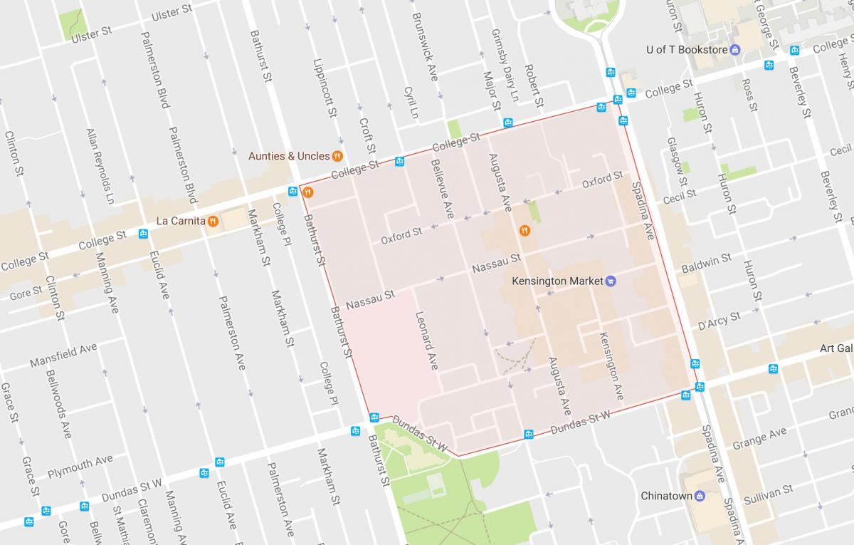 Mapa de Kensington Market barrio de Toronto
