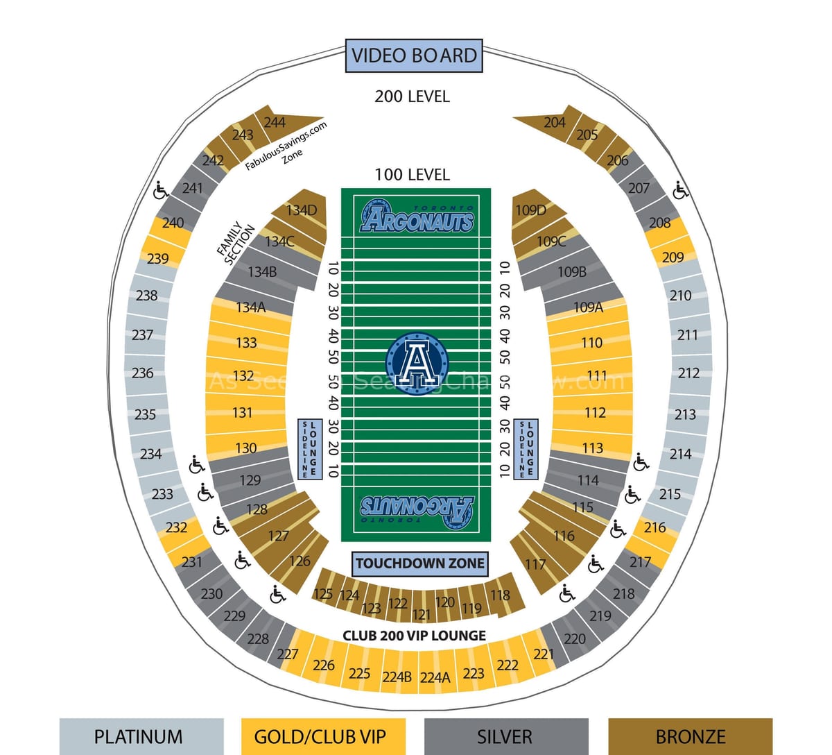Mapa de Rogers centre de fútbol