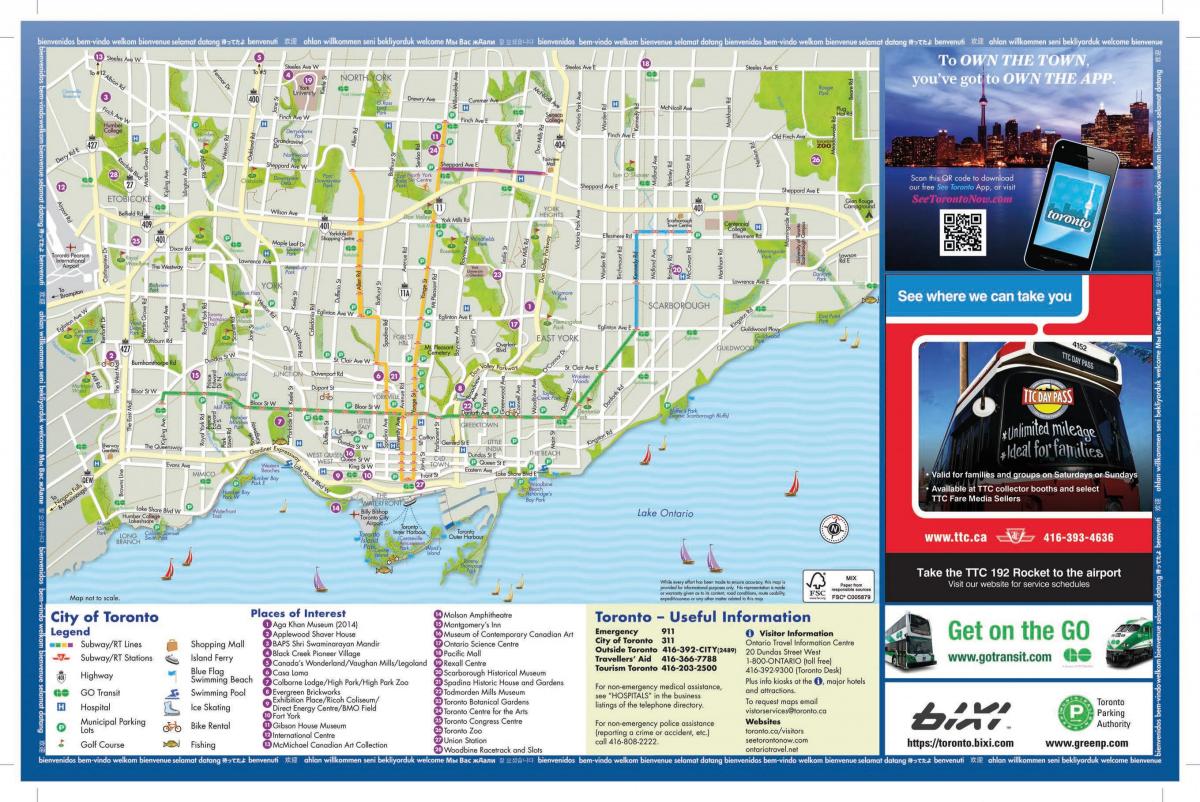 Mapa de turismo de Toronto