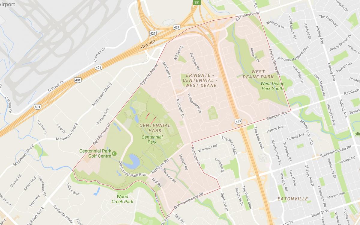 Mapa de Eringate barrio de Toronto